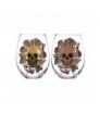 Juego de Dos Vasos de Cristal Calavera y Rosas