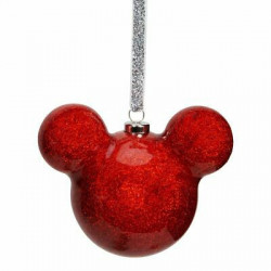 Adorno navideño Mickey Mouse purpurina roja