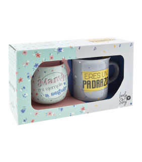SET DE 2 TAZAS: TAZA OVALADA MAMA 400ML Y TAZA VIN
