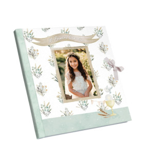 LIBRO FOTOS COMUNION NIÑA FLORECILLAS