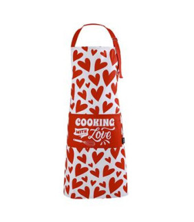 Tablier de Cuisine Itotal Coeurs Blanc et Rouge