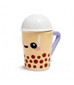 Taza de Cerámica con Tapa Foodiemals Boba Té con B
