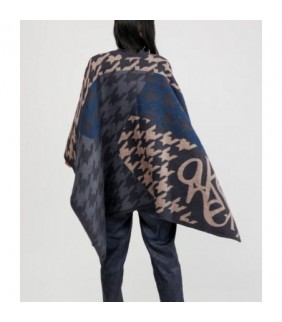 Poncho azul y beige Anekke