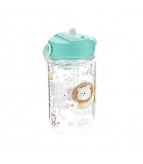 BOTELLA TRITÁN 350ML CON TAPÓN INFANTIL CON PAJITA Animales