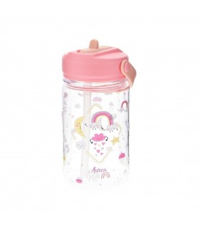 BOTELLA TRITAN 350ML CON TAPÓN INFANTIL CON NUVES