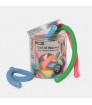 Tarro 6 gusanos elásticos colores plástico PET Kid