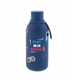 BOTELLA TÉRMICA 500 DARK BLUE- PLAY, WIN, REPEAT
