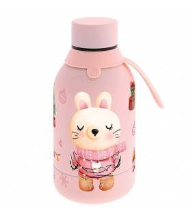 BOTELLA TÉRMICA 350ML - PEACH - RABBIT XMAS FRIEND