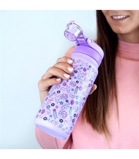 BOTELLA TÉRMICA SPORT  750ML - FLORAL VIBES - LILA