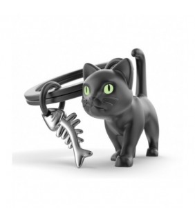 Llavero Metal Gato Negro con Sardina