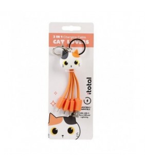 Cables usb 3 en 1 gato naranja