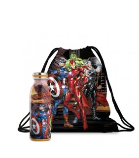 Set botella térmica +bolsa ajustable Avengers