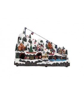 Escena navideña animada con luces LED y cable