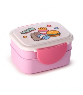 Táper Bento con Cierre en Clip y Cubiertos Gato Pu