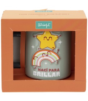 TAZA 3D ESTRELLA Y ARCOIRIS NACI PARA BRILLAR