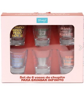 SET DE 6 VASOS DE CHUPITO PARA BRINDAR INFINITO
