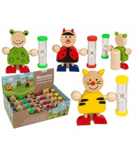 Porta-cepillo de dientes de madera con reloj