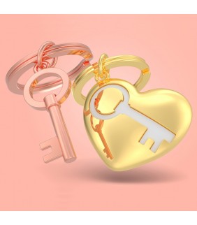 LLAVERO CORAZON Y LLAVE ACERO