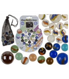 Juego de canicas de cristal, con bolsa de tela