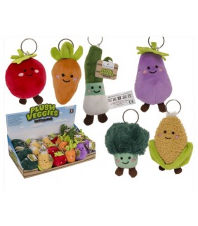Llavero de metal, verduras de peluche