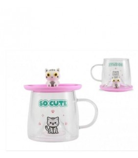 Taza Ceramica con Asa I-Total Charmy Gato Blanco