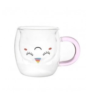 VASO DE CRISTAL CON DOBLE BASE UNICORNIO ITOTAL