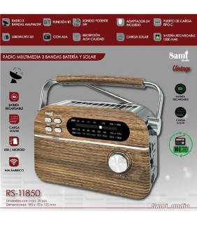 Radio Solar Bateria Multimedia 3 Bandas