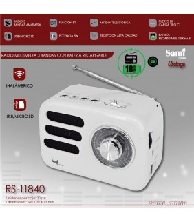 Radio BT/USB Vintage Blanco