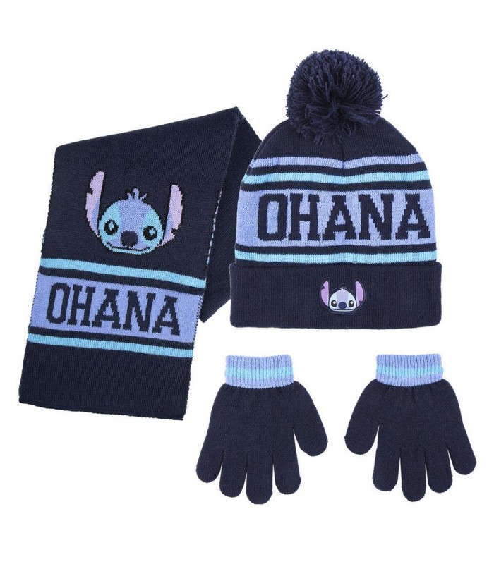 CONJUNTO 3 PIEZAS BUFANDA STITCH