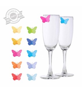 Marca copas Drink Wings mariposas x10 colores surt