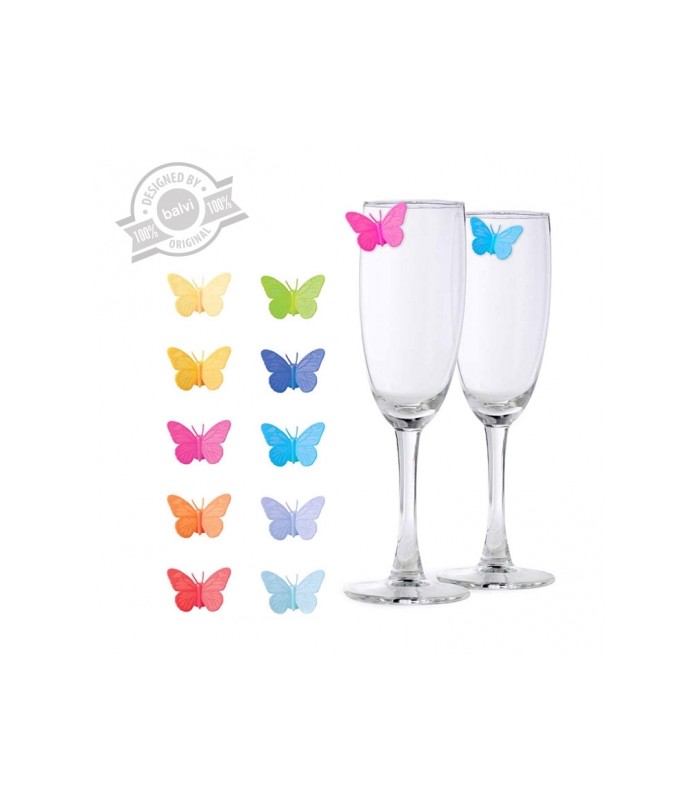 Marca copas Drink Wings mariposas x10 colores surt