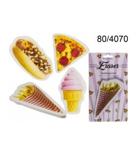 Goma borrar divertidas PATATAS FRITAS-HELADO-PIZZA