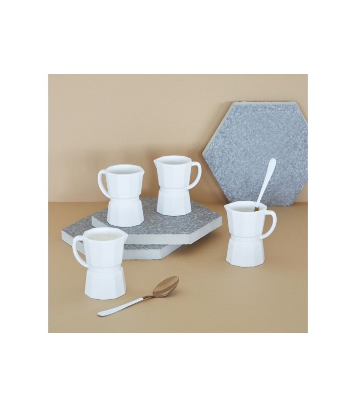 Set Tazas Espresso Moka Color Blanco Mate Conjunto