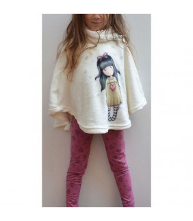 Poncho coralina beige/ rosa T/10