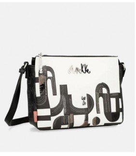 Bolso Bandolera Peace and Love Blanco y Negro