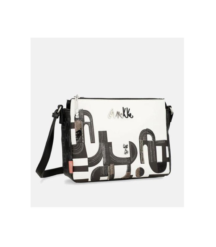 Bolso Bandolera Peace and Love Blanco y Negro