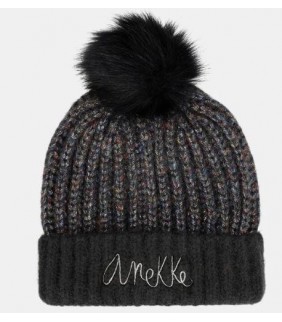 Gorro de punto con pompón negro Anekke Sipecusa