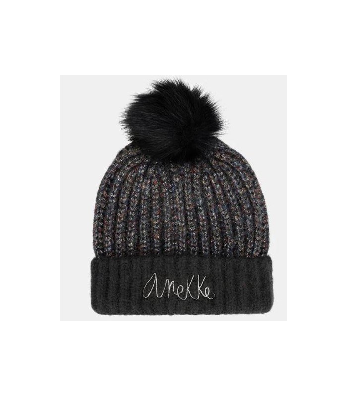 Gorro de punto con pompón negro Anekke Sipecusa