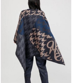 Poncho azul y beige Anekke