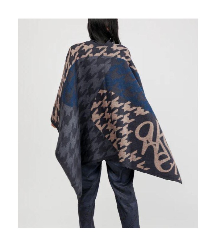 Poncho azul y beige Anekke