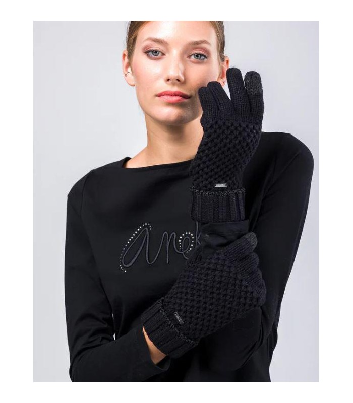 Guantes de punto negros Anekke