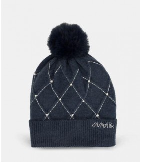 Gorro de punto azul con detalles Anekke