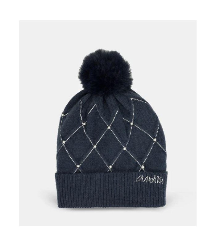 Gorro de punto azul con detalles Anekke