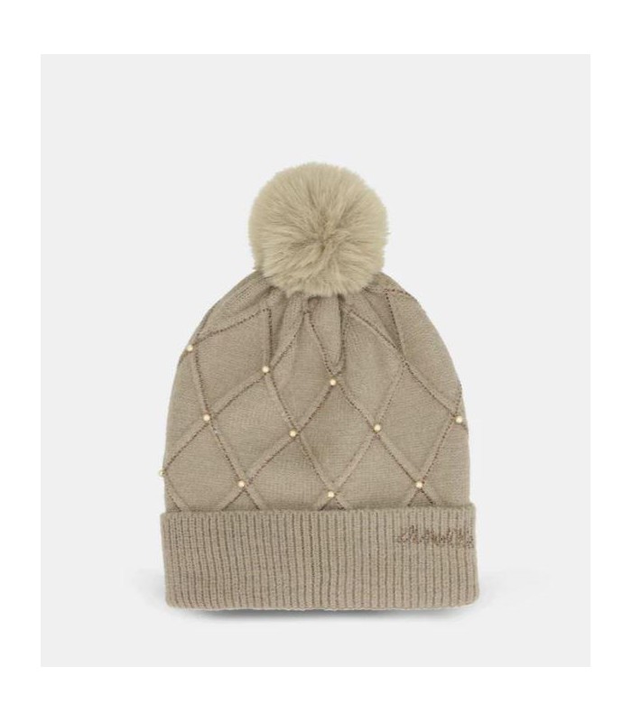 Gorro de punto beige con detalles Anekke