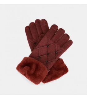 Guantes de punto burdeos con detalles Anekke