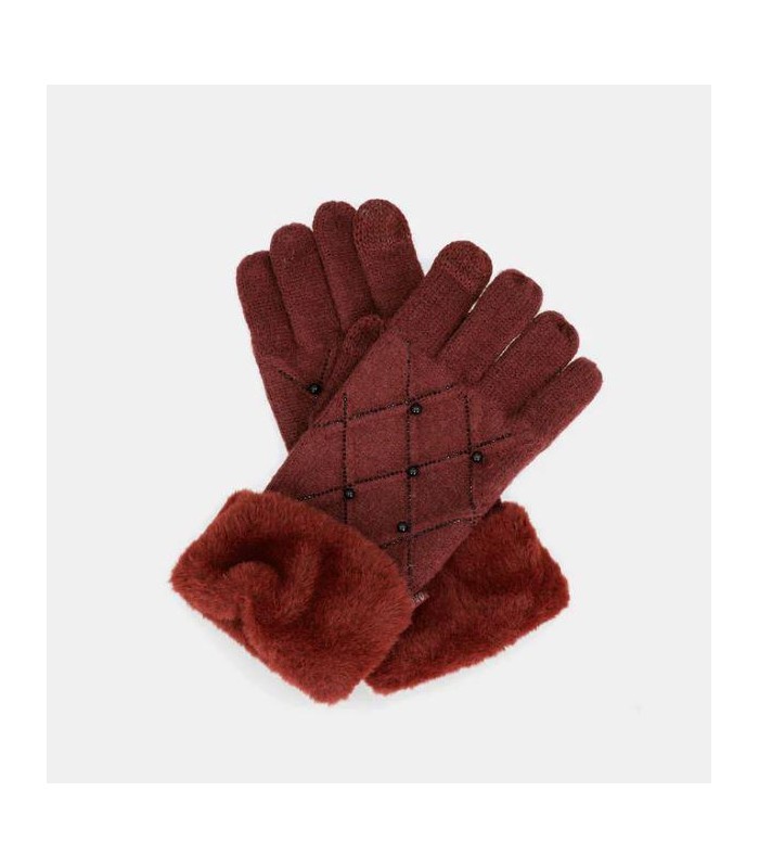 Guantes de punto burdeos con detalles Anekke
