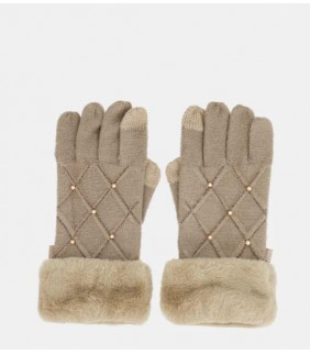 Guantes de punto beige con detalles Anekke