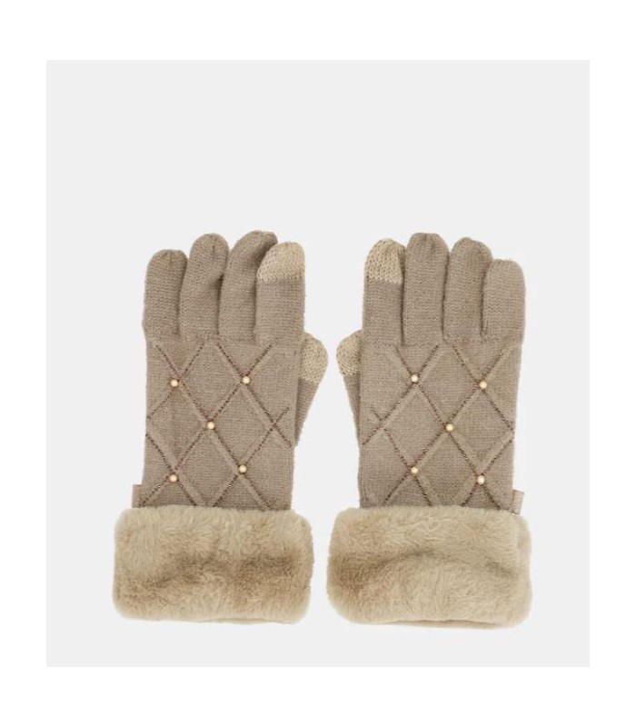Guantes de punto beige con detalles Anekke