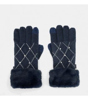 Guantes de punto azules con detalles Anekke
