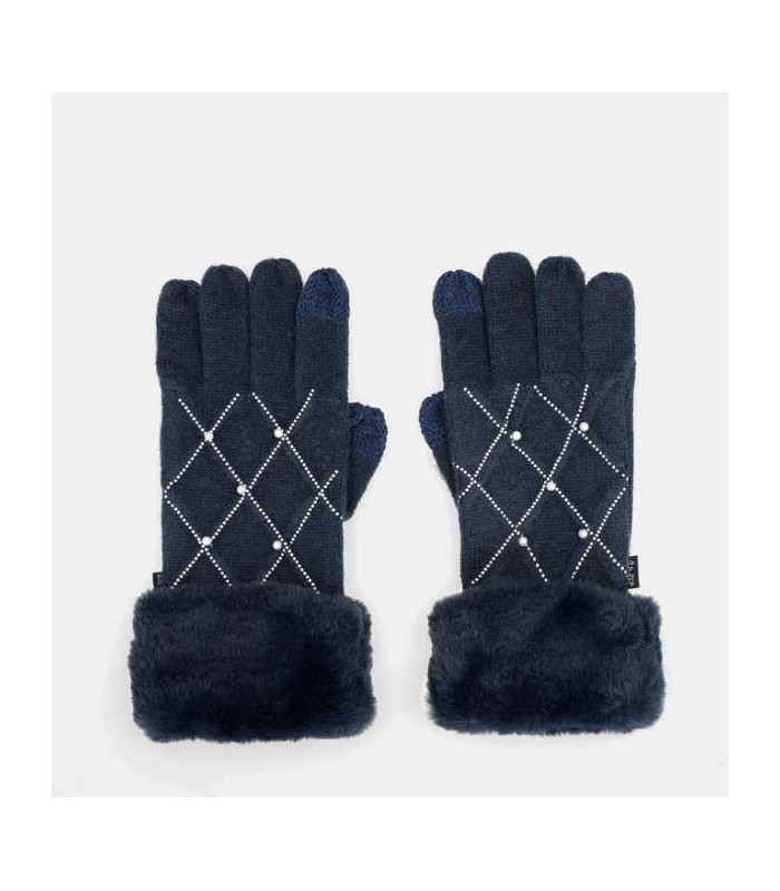Guantes de punto azules con detalles Anekke